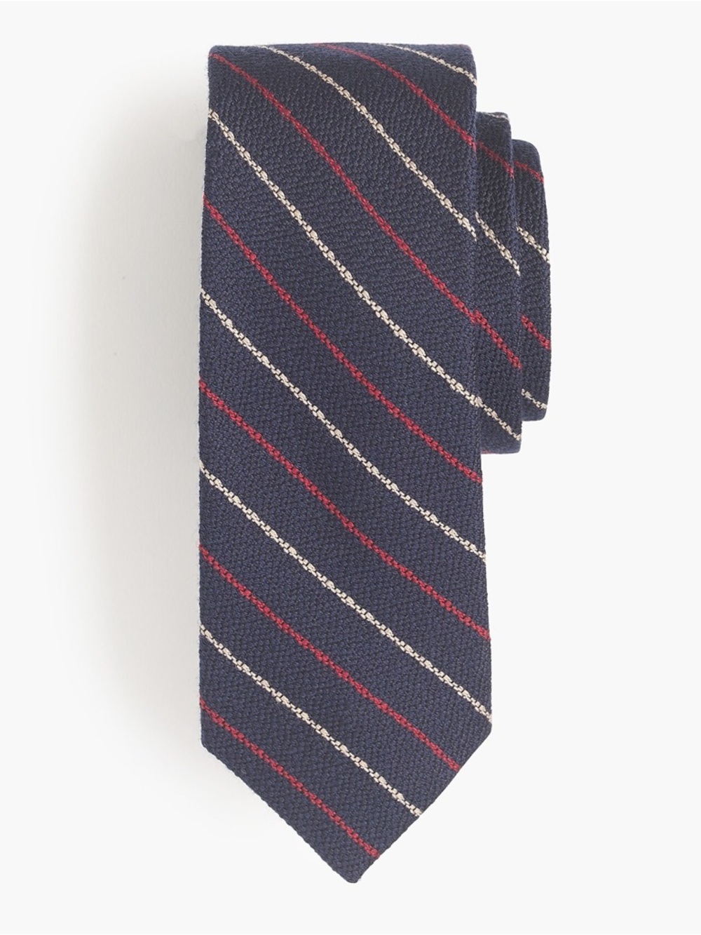 J.Crew Wool Silk Stripe Tie in Atlantic Navy | One Size